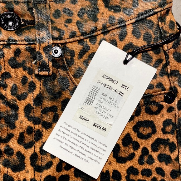 7 For All Mankind Leopard Coated High Rise Slim Fit Kick Flare Jeans 24 - Picture 6 of 8